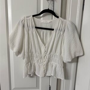 Astr White Textured Blouse